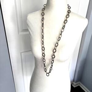 Gold and silver tone textured long sophisticated chain link adjustable necklace